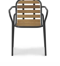 Chaise de jardin avec accoudoirs en acier et bois noir Vig Robinia - Normann Copenhagen