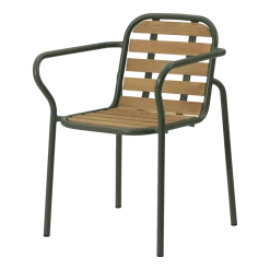 Chaise de jardin avec accoudoirs en acier et bois vert foncé Vig Robinia - Normann Copenhagen