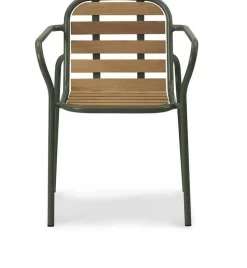 Chaise de jardin avec accoudoirs en acier et bois vert foncé Vig Robinia - Normann Copenhagen