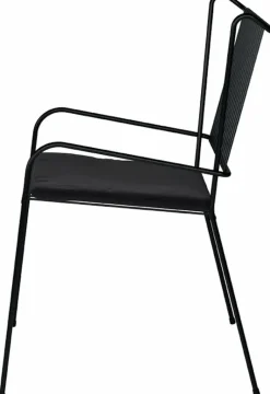 Chaise de jardin avec accoudoirs en acier et coussin noir Capri - Cools Collection