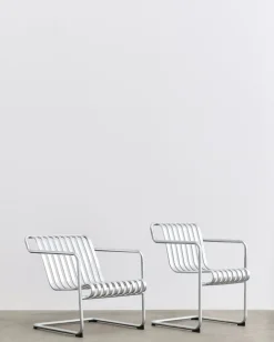 Chaise de jardin avec accoudoirs en acier galvanisé 54x65x80cm Palissade - HAY