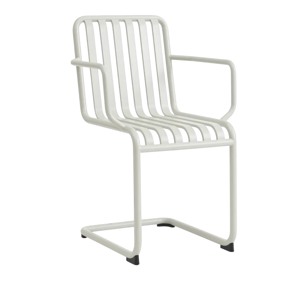 Chaise de jardin avec accoudoirs en acier gris clair Palissade - HAY
