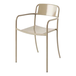 Chaise de jardin avec accoudoirs en acier inoxydable beige gris Patio - Tolix