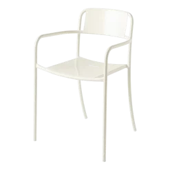 Chaise de jardin avec accoudoirs en acier inoxydable blanc perlé Patio - Tolix