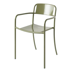 Chaise de jardin avec accoudoirs en acier inoxydable vert jonc Patio - Tolix