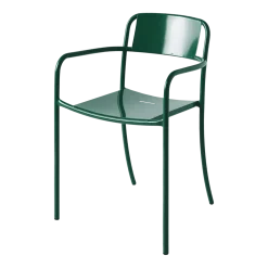 Chaise de jardin avec accoudoirs en acier inoxydable vert mousse Patio - Tolix