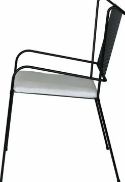 Chaise de jardin avec accoudoirs en acier noir et coussin beige Capri - Cools Collection