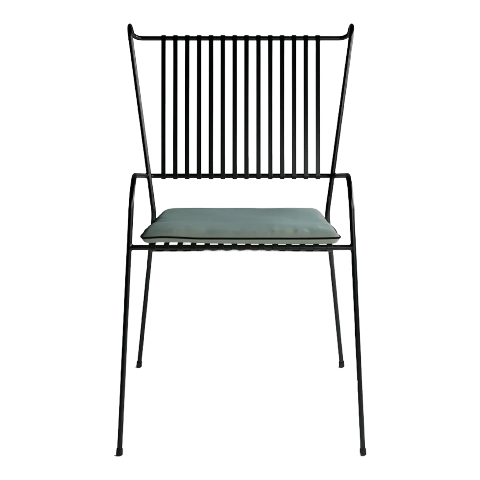 Chaise de jardin avec accoudoirs en acier noir et coussin opal Capri - Cools Collection