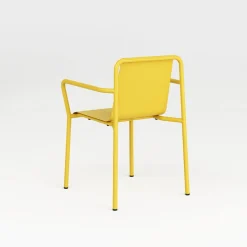 Chaise de jardin avec accoudoirs en acier thermolaqué jaune soleil Panorama - TIPTOE