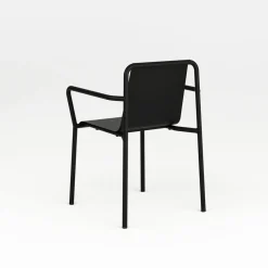 Chaise de jardin avec accoudoirs en acier thermolaqué noir graphite Panorama - TIPTOE