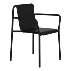 Chaise de jardin avec accoudoirs en acier thermolaqué noir graphite Panorama - TIPTOE