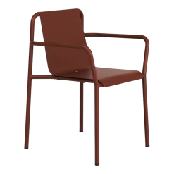 Chaise de jardin avec accoudoirs en acier thermolaqué rouge brique Panorama - TIPTOE