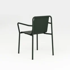 Chaise de jardin avec accoudoirs en acier thermolaqué vert forêt Panorama - TIPTOE