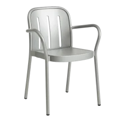 Chaise de jardin avec accoudoirs en métal gris argenté Deville - HAY