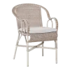 Chaise de jardin avec accoudoirs en rotin avec coussin gris Provence - KOK