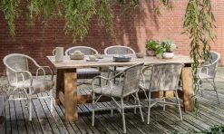 Chaise de jardin avec accoudoirs en rotin avec coussin gris Provence - KOK