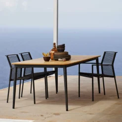 Chaise de jardin avec accoudoirs gris Edge - Cane-Line