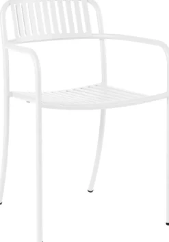 Chaise de jardin avec accoudoirs à lames en acier inoxydable blanc pur Patio - Tolix