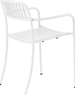Chaise de jardin avec accoudoirs à lames en acier inoxydable blanc pur Patio - Tolix