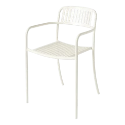 Chaise de jardin avec accoudoirs à lames en acier inoxydable blanc perlé Patio - Tolix