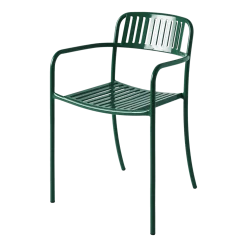 Chaise de jardin avec accoudoirs à lames en acier inoxydable vert mousse Patio - Tolix