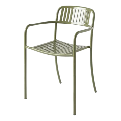 Chaise de jardin avec accoudoirs à lames en acier inoxydable vert jonc Patio - Tolix