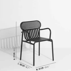 Chaise de jardin avec accoudoirs noire Week-End - Petite Friture