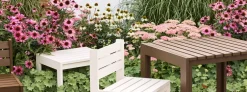 Chaise de jardin en acier beige et coussins beige sable Haus - Hübsch