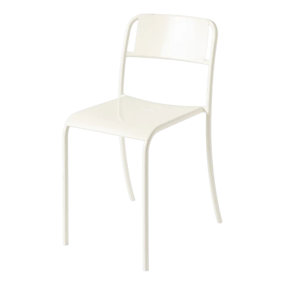 Chaise de jardin en acier inoxydable blanc perlé Patio - Tolix