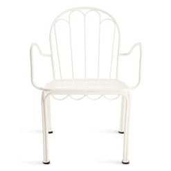 Chaise de jardin en métal blanc antique et coussin en tissu jaune Rivie Mimosa The Al Fresco - Business & Pleasure