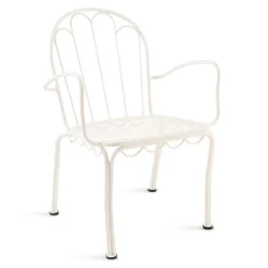 Chaise de jardin en métal blanc antique et coussin en tissu jaune Rivie Mimosa The Al Fresco - Business & Pleasure
