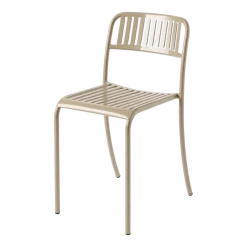 Chaise de jardin à lames en acier inoxydable beige gris Patio - Tolix