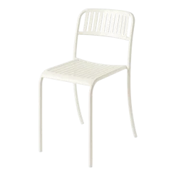Chaise de jardin à lames en acier inoxydable blanc perlé Patio - Tolix