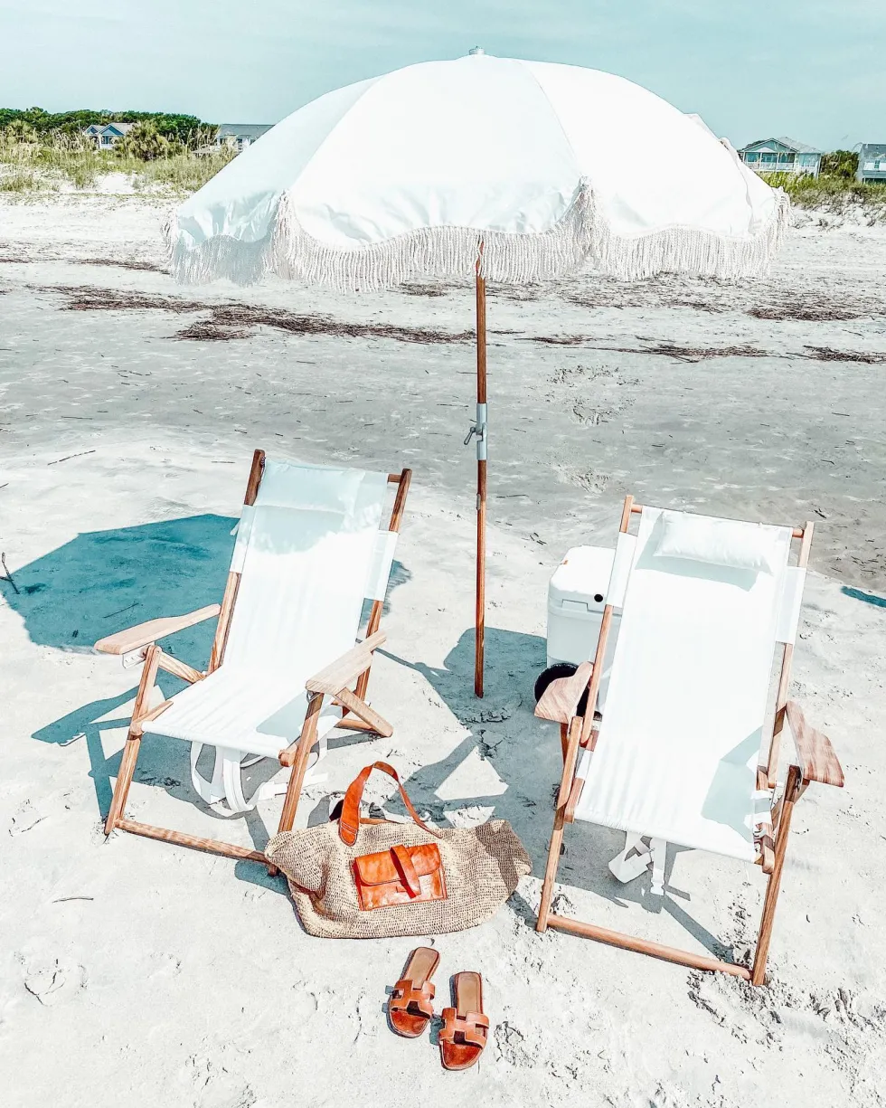 Chaise de plage pliante en tissu blanc Antique The Tommy Chair - Business & Pleasure