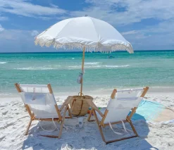 Chaise de plage pliante en tissu blanc Antique The Tommy Chair - Business & Pleasure