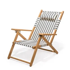 Chaise de plage pliante en toile à rayures noires Monaco The Tommy Chair - Business & Pleasure