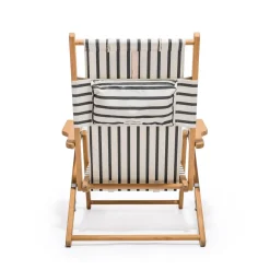 Chaise de plage pliante en toile à rayures noires Monaco The Tommy Chair - Business & Pleasure