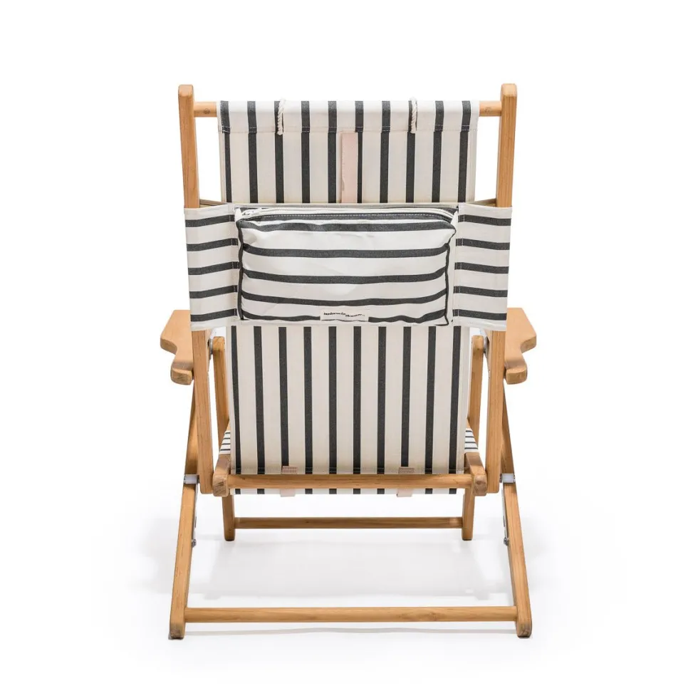 Chaise de plage pliante en toile à rayures noires Monaco The Tommy Chair - Business & Pleasure