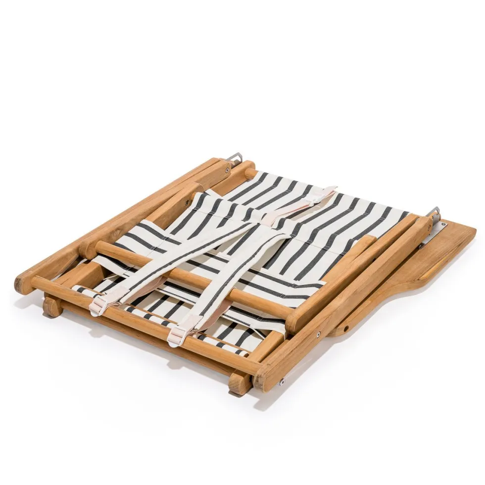 Chaise de plage pliante en toile à rayures noires Monaco The Tommy Chair - Business & Pleasure