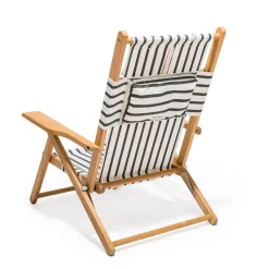Chaise de plage pliante en toile à rayures noires Monaco The Tommy Chair - Business & Pleasure
