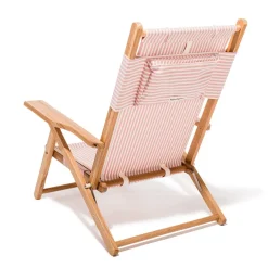 Chaise de plage pliante en toile à rayures rose Lauren's Stripe The Tommy Chair - Business & Pleasure