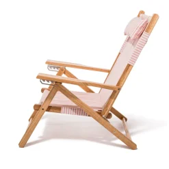 Chaise de plage pliante en toile à rayures rose Lauren's Stripe The Tommy Chair - Business & Pleasure
