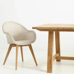 Chaise de repas extérieur teck massif blanc cassé Edgard - Vincent Sheppard