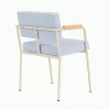 Chaise de salle à manger avec accoudoirs en acier beige et tissu bleu glacé Monday - Fest Amsterdam