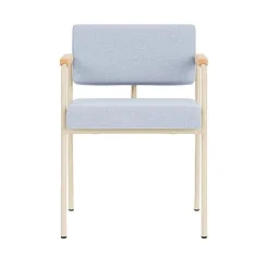 Chaise de salle à manger avec accoudoirs en acier beige et tissu bleu glacé Monday - Fest Amsterdam