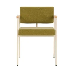 Chaise de salle à manger avec accoudoirs en acier beige et tissu vert pistache Monday - Fest Amsterdam