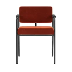 Chaise de salle à manger avec accoudoirs en acier noir et tissu rouge Monday - Fest Amsterdam