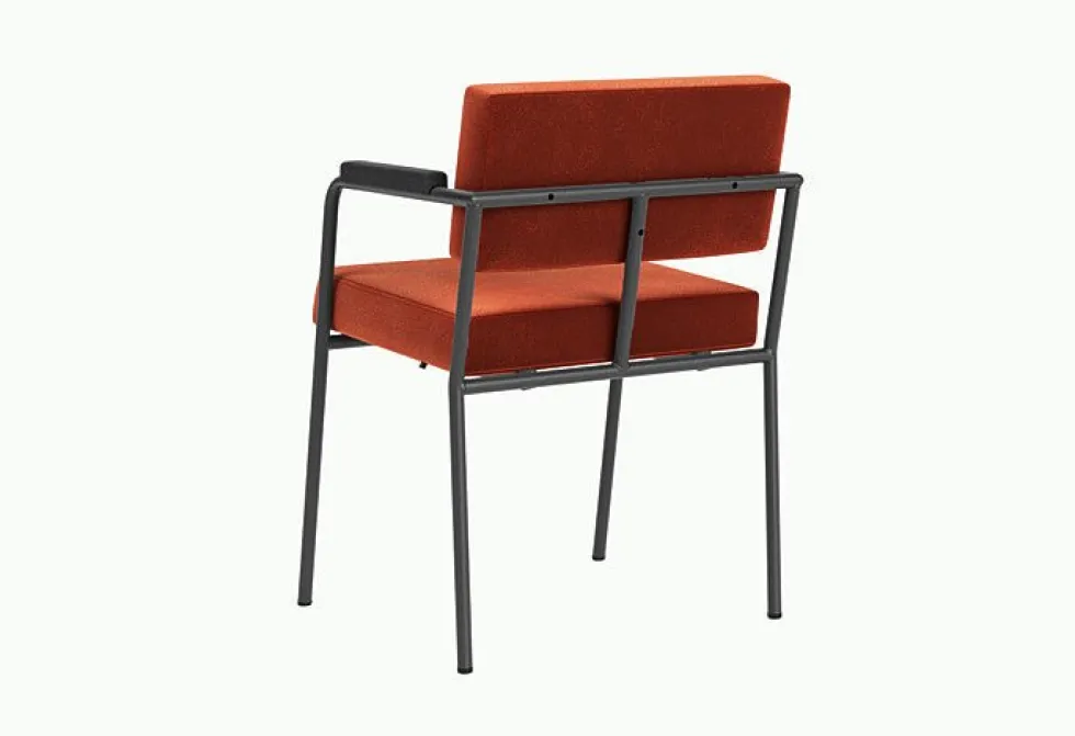 Chaise de salle à manger avec accoudoirs en acier noir et tissu rouge Monday - Fest Amsterdam