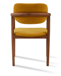 Chaise de salle à manger avec accoudoirs en tissu jaune et bois de frêne Soft Henry - Pols Potten
