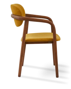 Chaise de salle à manger avec accoudoirs en tissu jaune et bois de frêne Soft Henry - Pols Potten